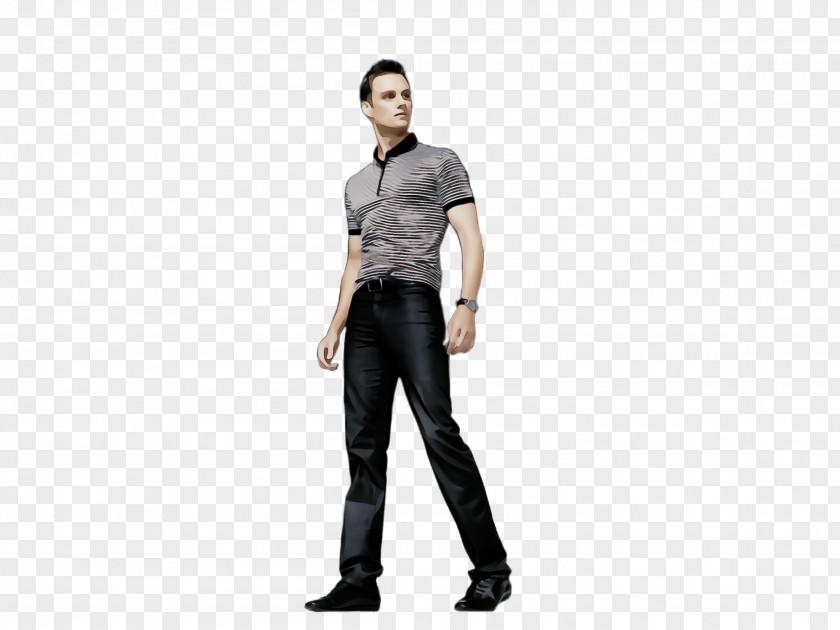 Neck Tshirt Jeans Standing Clothing Denim Sleeve PNG