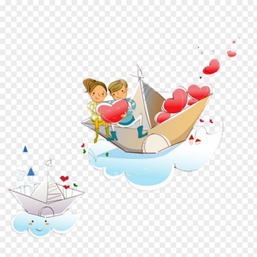 Love Boat Cartoon Illustration PNG