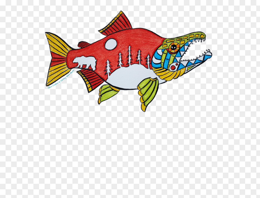 Sockeye Salmon Logo Clip Art Illustration Pen Watercolor Painting Wood PNG