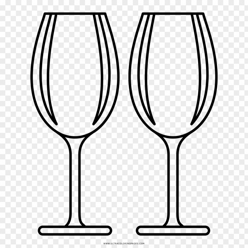 Wine Glass White Line Art Drawing PNG