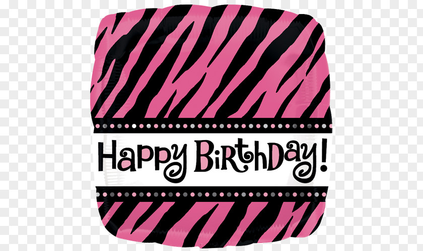 Happy Birthday Text Black And White Candles Balloon Animal Print Party PNG