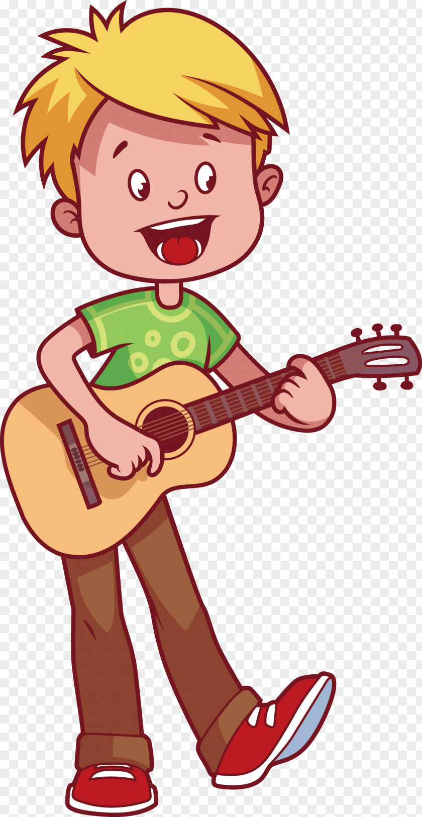 Little Boy Playing Guitar Vector Musical Instrument Child Clip Art PNG