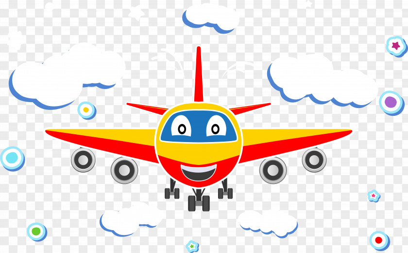 Smiling Cartoon Vector Aircraft Airplane Euclidean PNG
