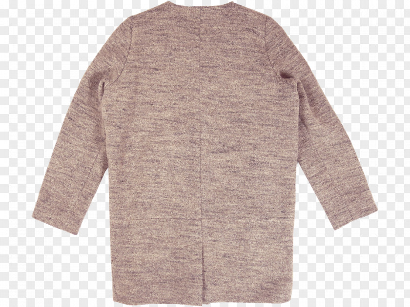 Leisure Coat Cardigan Neck Beige Sleeve Wool PNG