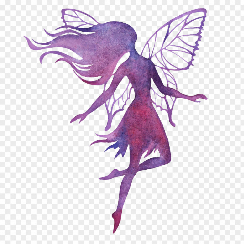 Angel Fairy Watercolor Painting Silhouette Illustration PNG