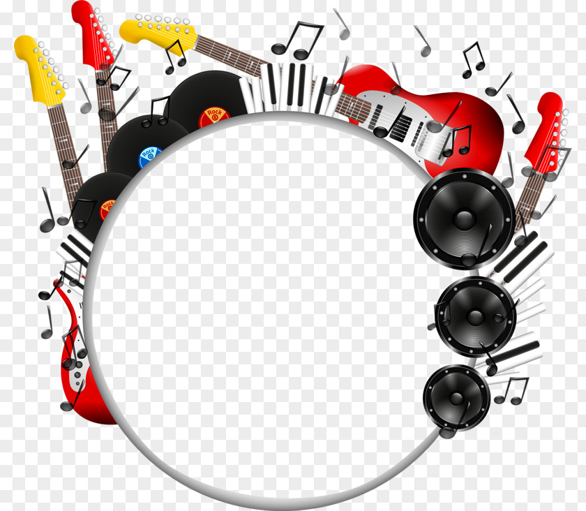 Cartoon Color Guitar Sound And Creative Promotional Circular Plate Musical Instrument Note PNG