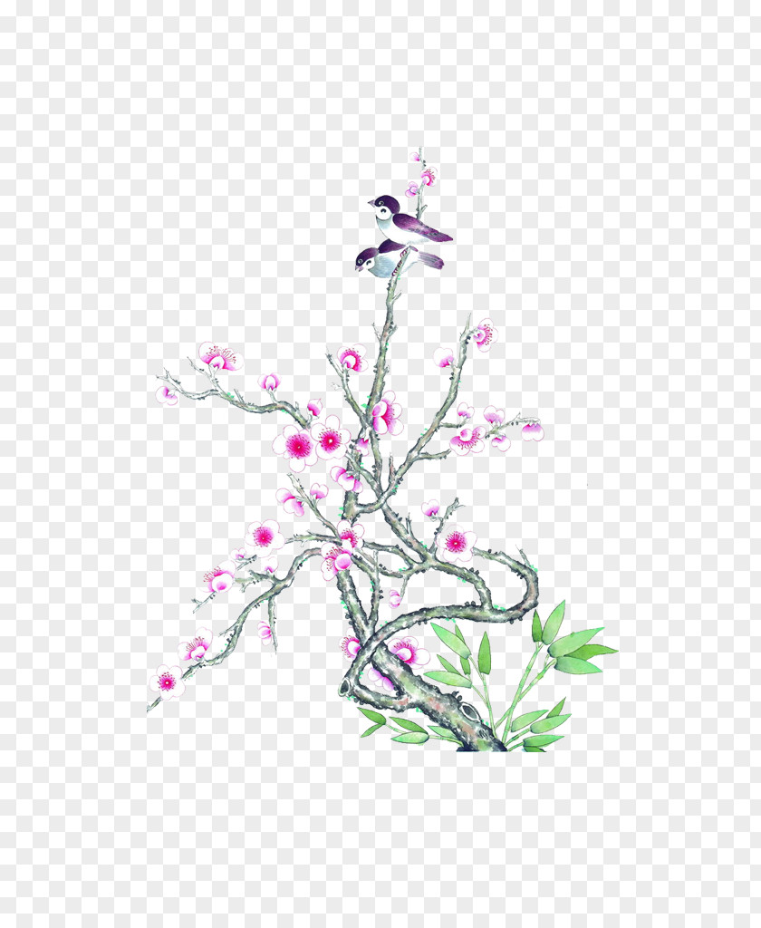 Twitter Drawing Ink Wash Painting Plum Blossom PNG