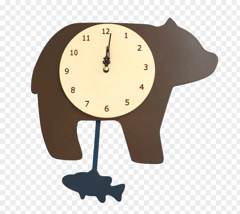 Bear Wall Clock Pendulum Watch Child PNG