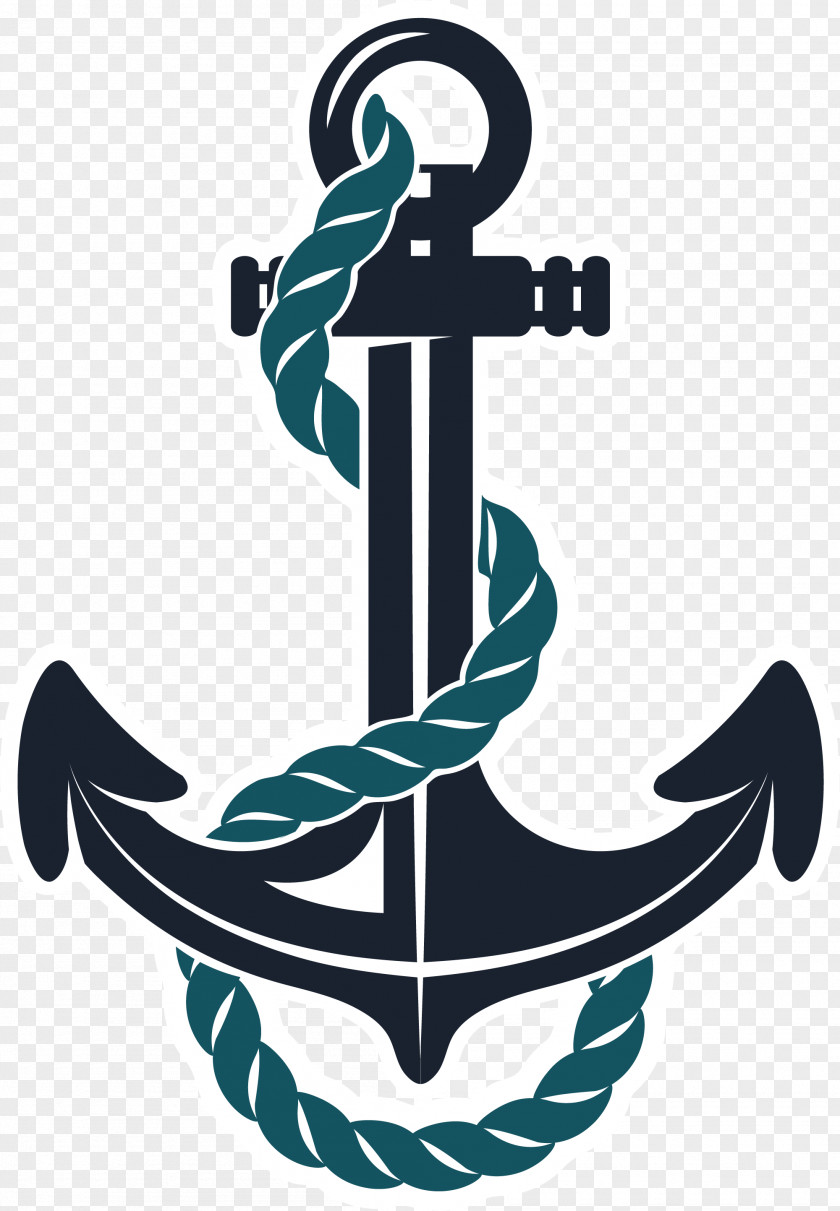 Hand Painted Black Anchor Rope Clip Art PNG