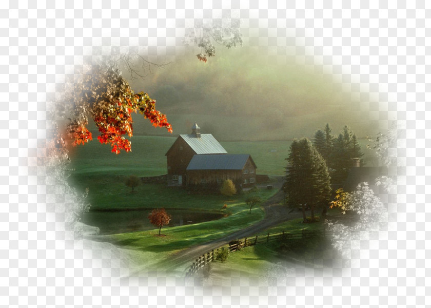 House Vermont Farmhouse Landscape PNG