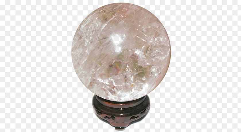 Rock Crystal Ball Sphere Rutilated Quartz PNG