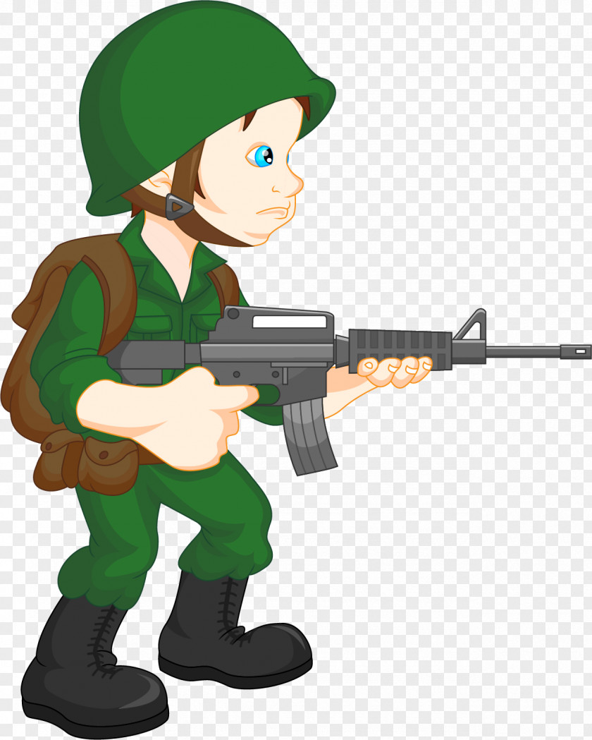 Vector Hand-drawn Gun Warrior Soldier Army Military Clip Art PNG