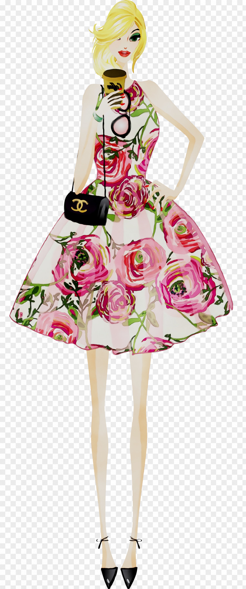 Fashion Illustration Dress Costume Pink M PNG