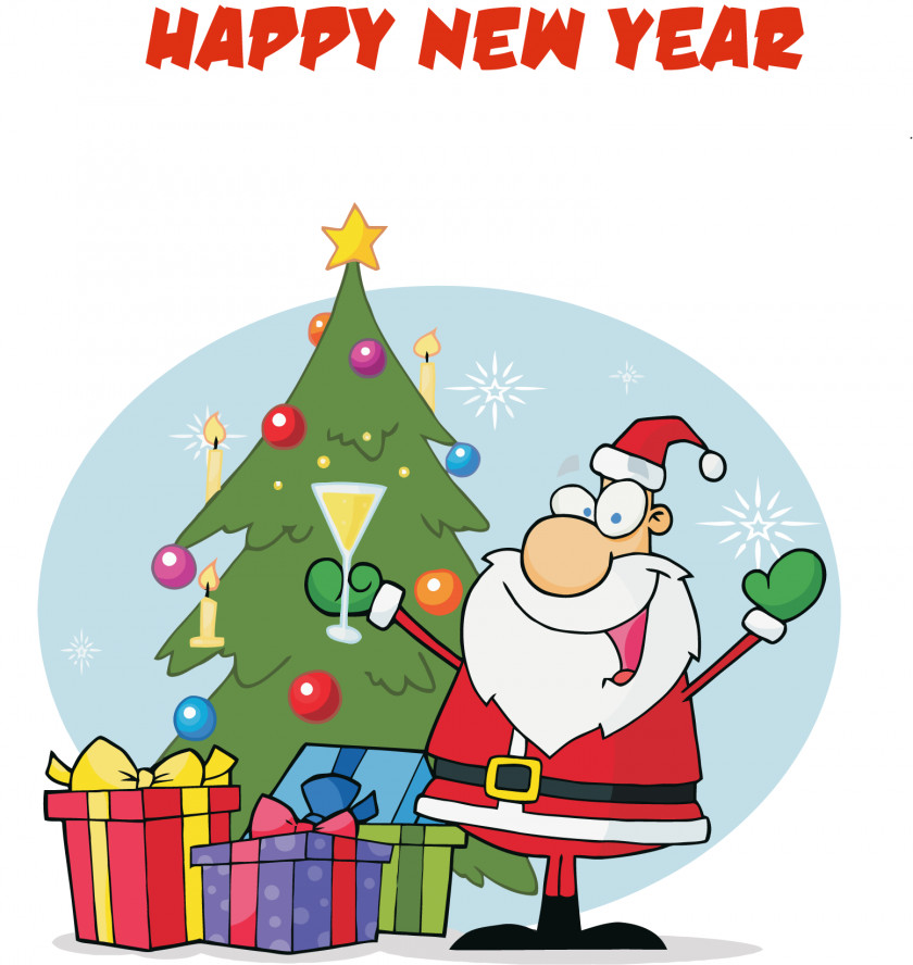Microsoft Firefly Cliparts Santa Claus Christmas Tree Cartoon Clip Art PNG