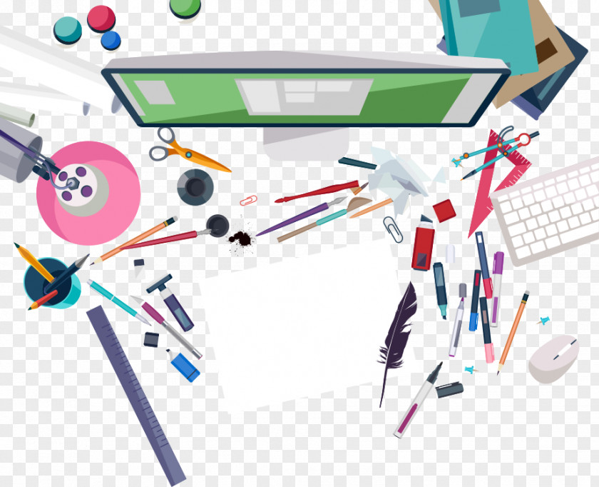 Computers And Stationery Graphic Design Illustration PNG