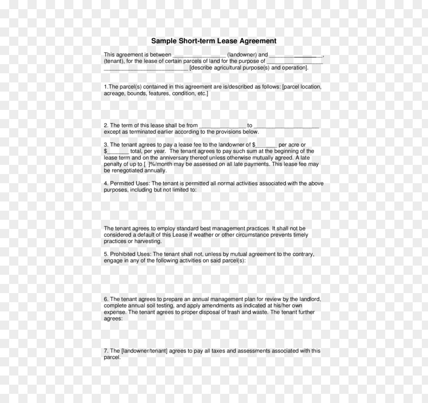 Rental Agreement Lease Contract Renting Template PNG