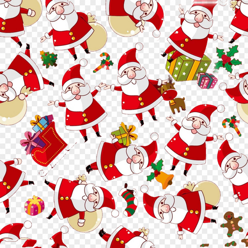 Santa Fluttering Paper Claus Christmas Textile Wallpaper PNG