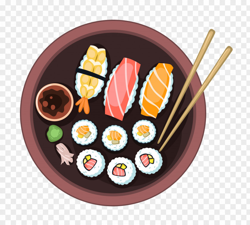 A Sushi Japanese Cuisine French Fries Sashimi Dish PNG