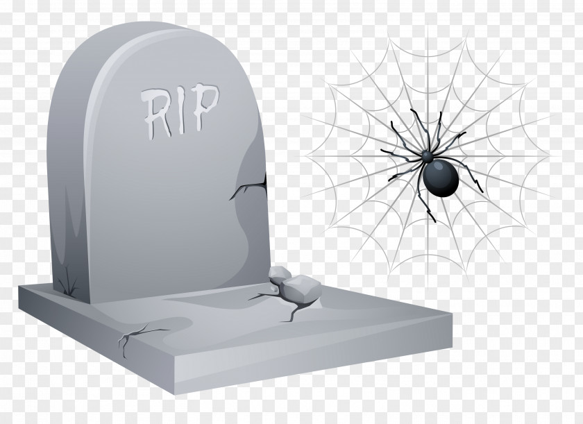 Halloween RIP Tombstone With Spider And Web Clipart Headstone Clip Art PNG