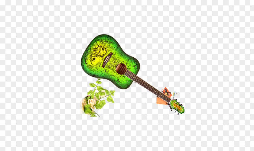 Green Guitar Musical Instrument PNG