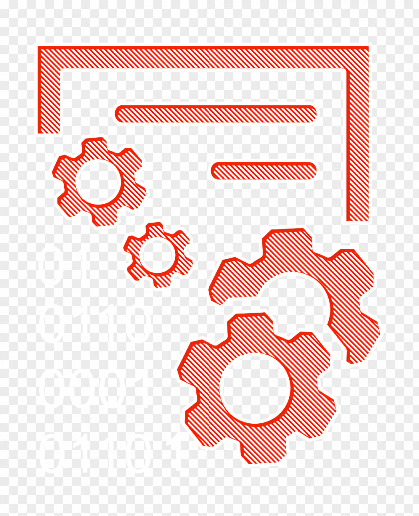 Orange Data Icons Icon Interface Management Symbol With Gears And Binary Code Numbers PNG