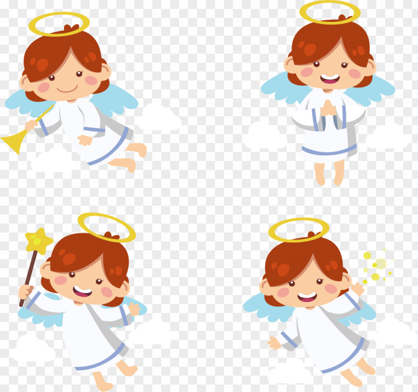 White Cute Little Angel Clip Art PNG