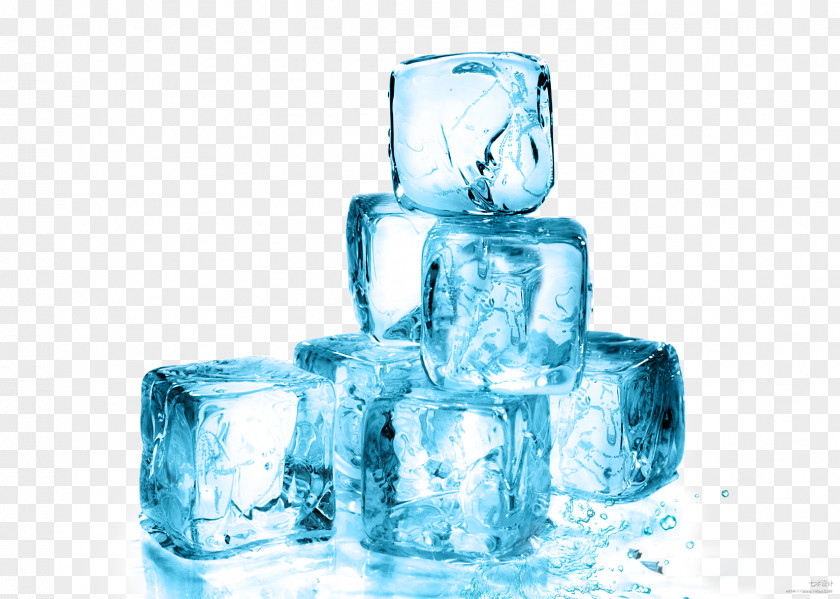Blue And Fresh Ice Decoration Pattern Cube Melting Glacier Water PNG