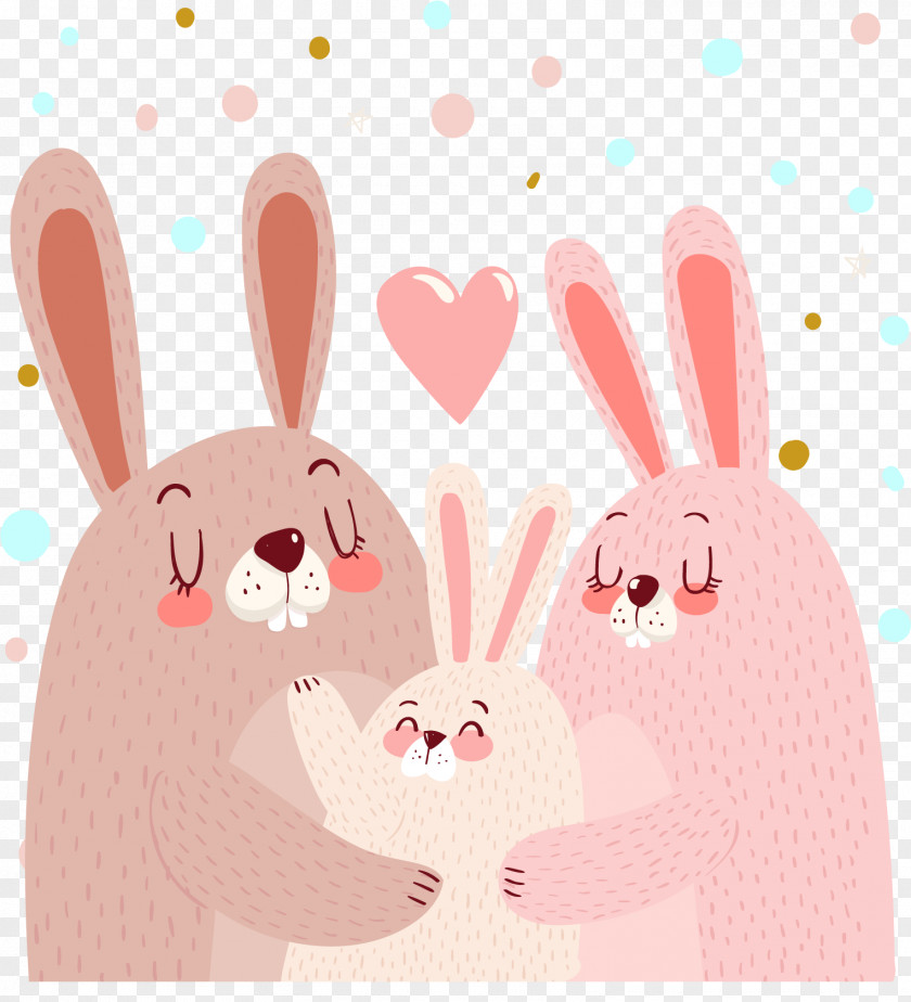 Pink Little Rabbit Family Portrait Cuteness Euclidean Vector PNG