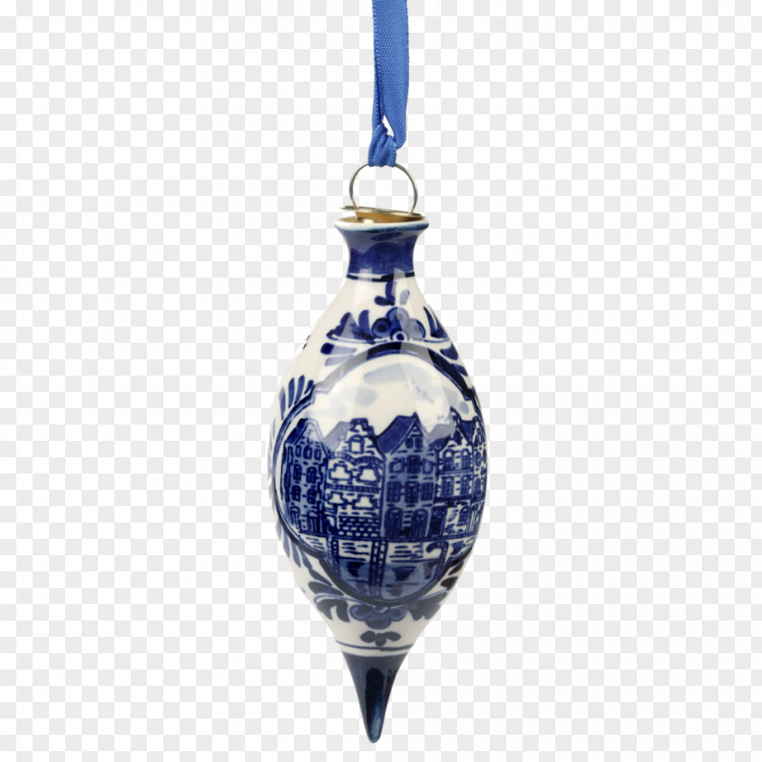 Droplet Cobalt Blue Glass Christmas Ornament And White Pottery Porcelain PNG