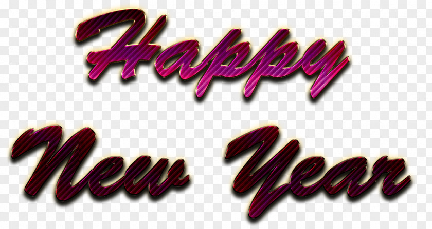 Magenta Happy New Year Word Art PNG