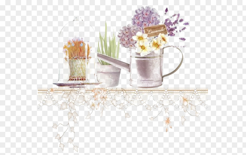 Pots On The Table Floral Design Designer Purple PNG