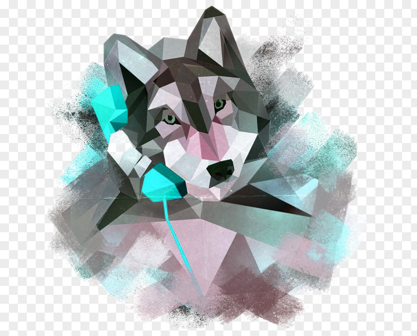 Wolf Illustration Gray Geometric Shape Geometry Animal PNG