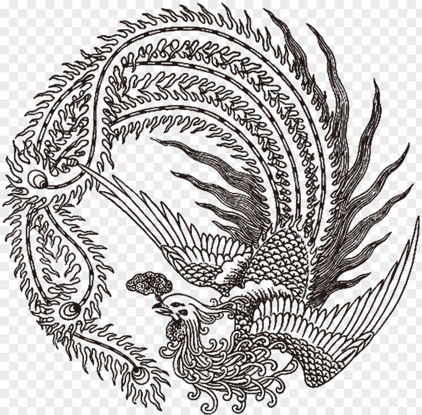 Fenghuang Phoenix Tattoo Chinese Dragon Traditional Designs PNG dragon Designs, Classical phoenix pattern, bird illustration clipart PNG