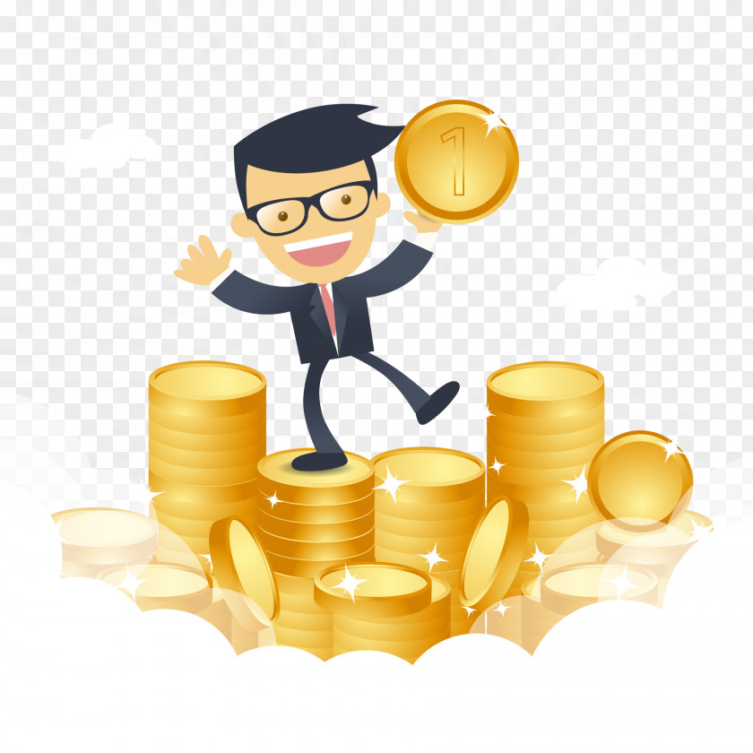 Happy Businessman With Money Vector PNG