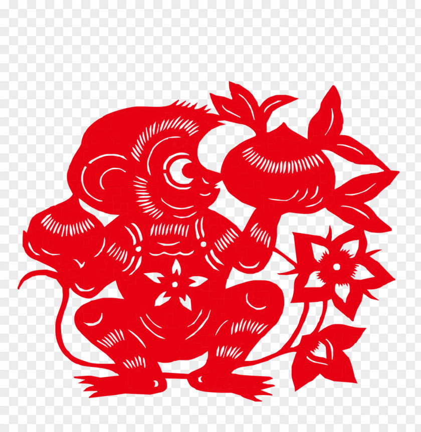 2016 Monkey Chinese Zodiac Papercutting New Year Tai Sui PNG