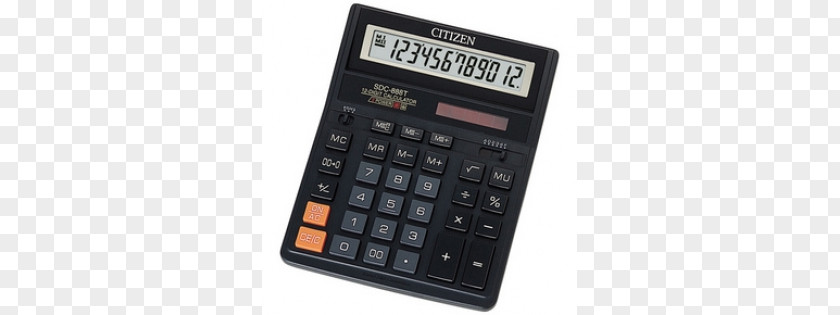 Calculator 5 Star Desktop Battery/Solar-power 10 Digit 3 Key Memory Citizen Watch Calucalor WR-3000 Black Office SDC888XRD PNG