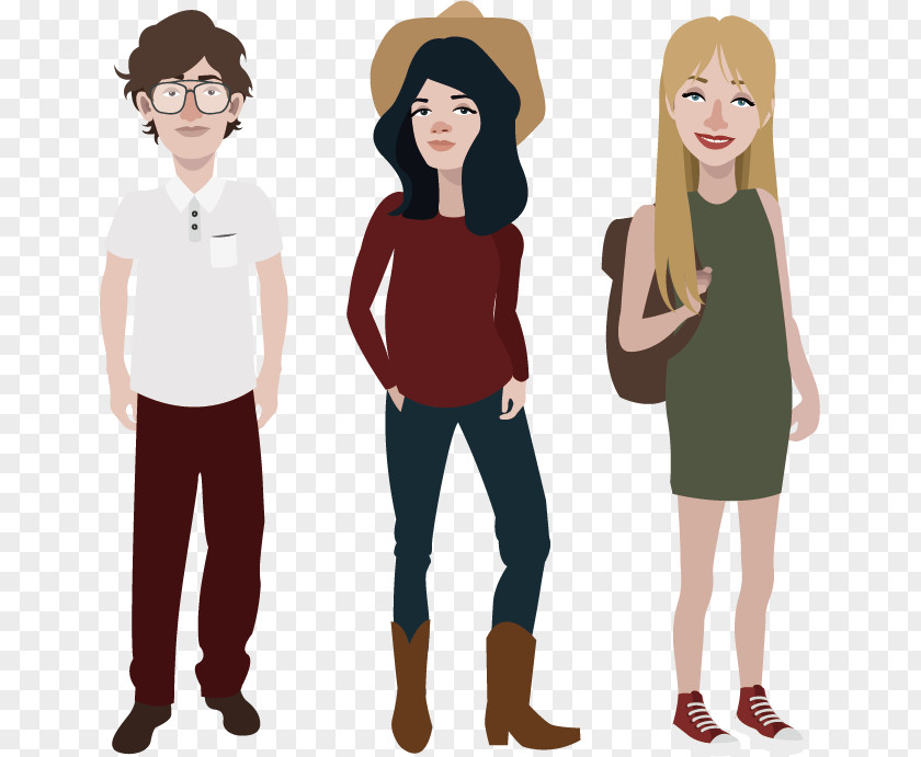 Fashionable Men And Women Illustration PNG