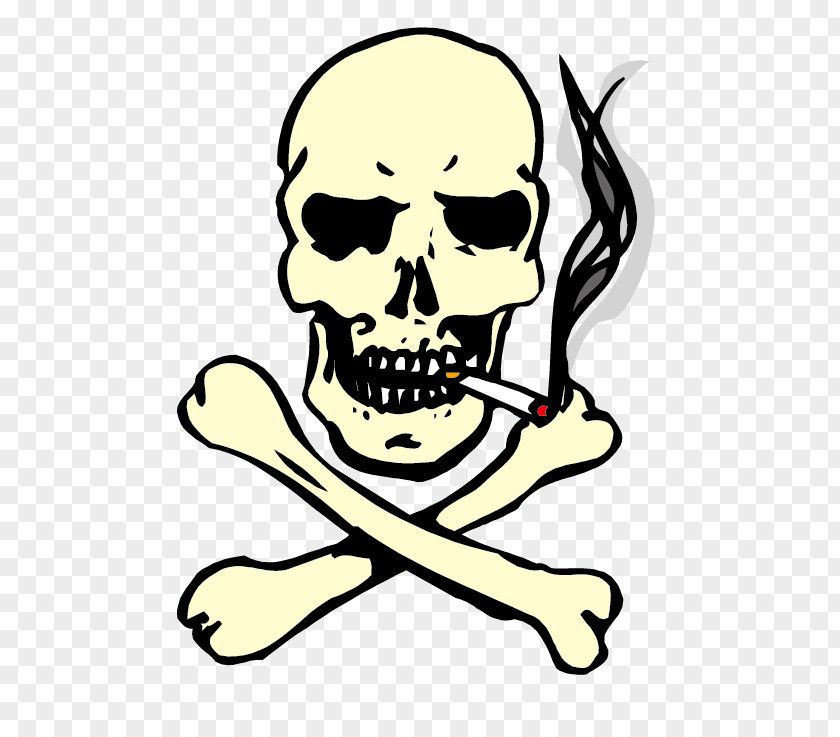 Smoking Skull Of A Skeleton With Burning Cigarette Clip Art PNG