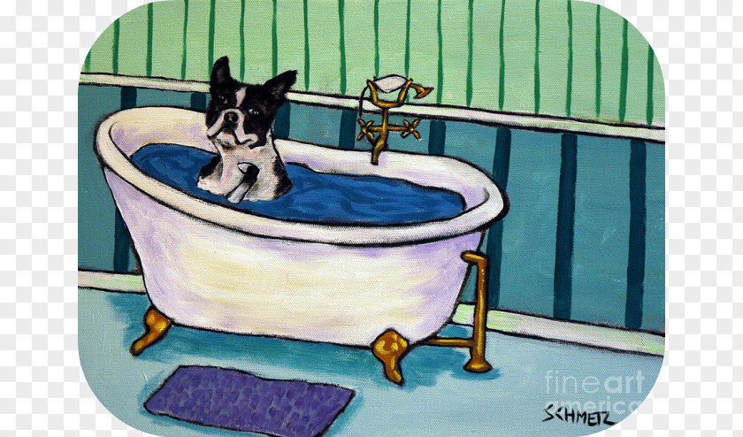BOSTON TERRIER 'boston Terrier Bath' Painting Print On Wrapped Canvas HomeGoods Baths PNG