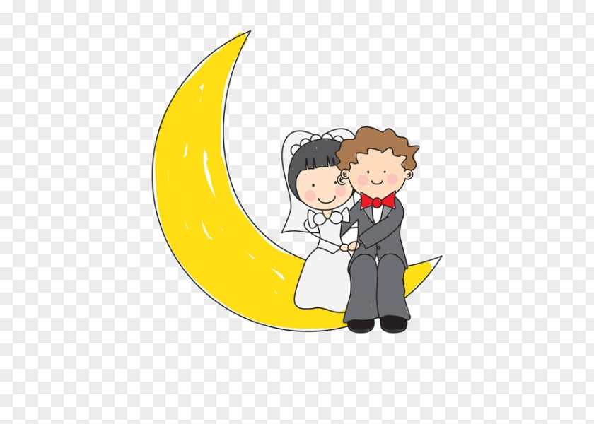 Cartoon Moon On The Couple Wedding Invitation Royalty-free Clip Art PNG