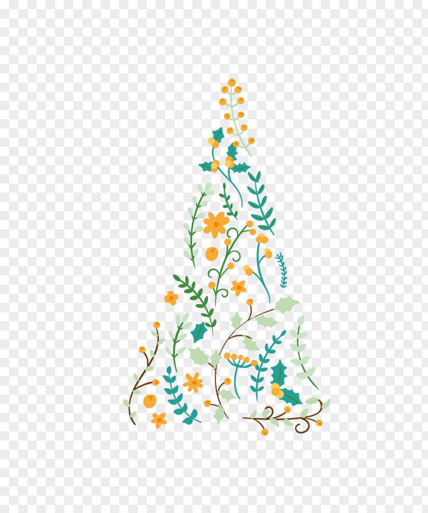 Floral Christmas Tree Decoration PNG