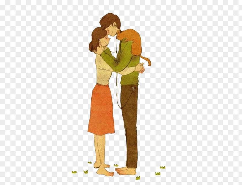 Cartoon Hugs Couple Love Drawing Illustration PNG