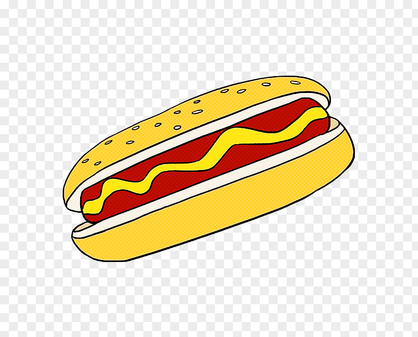 Fast Food Yellow Hot Dog Bun Line PNG