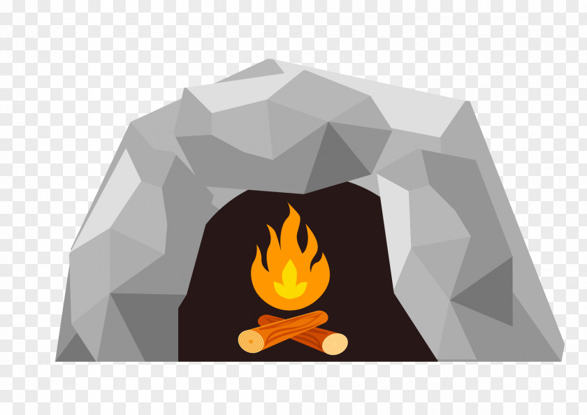 Vector Cave Fire Material Prehistory Caveman Royalty-free Illustration PNG