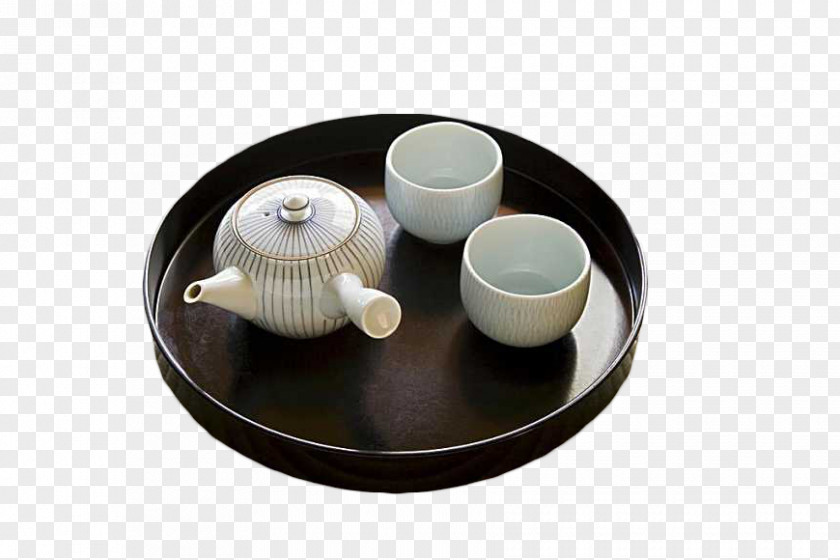Japanese Tea On A Plate Green Cuisine Teapot Porcelain PNG