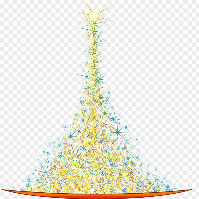Starlight Decorated Vector Christmas Tree PNG