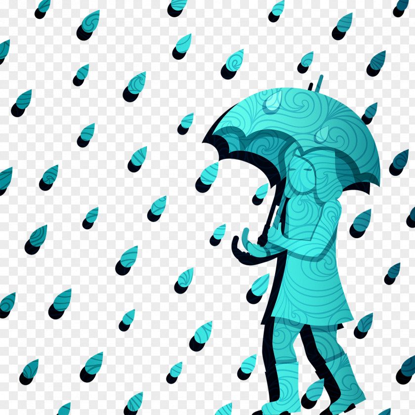 Walking In The Rain Umbrella Cartoon Clip Art PNG