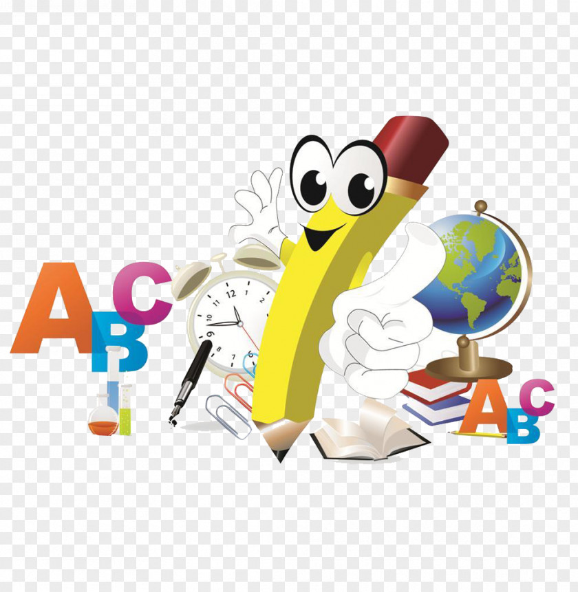 Hand-painted Cartoon Pencil School Clip Art PNG