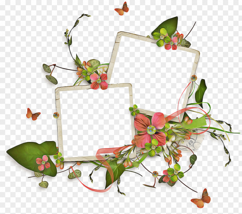 Picture Frame Holly Floral Background PNG