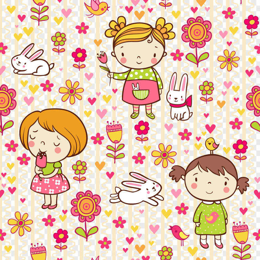 Cartoon Small Fresh Decorative Background Vector Drawing Pattern PNG